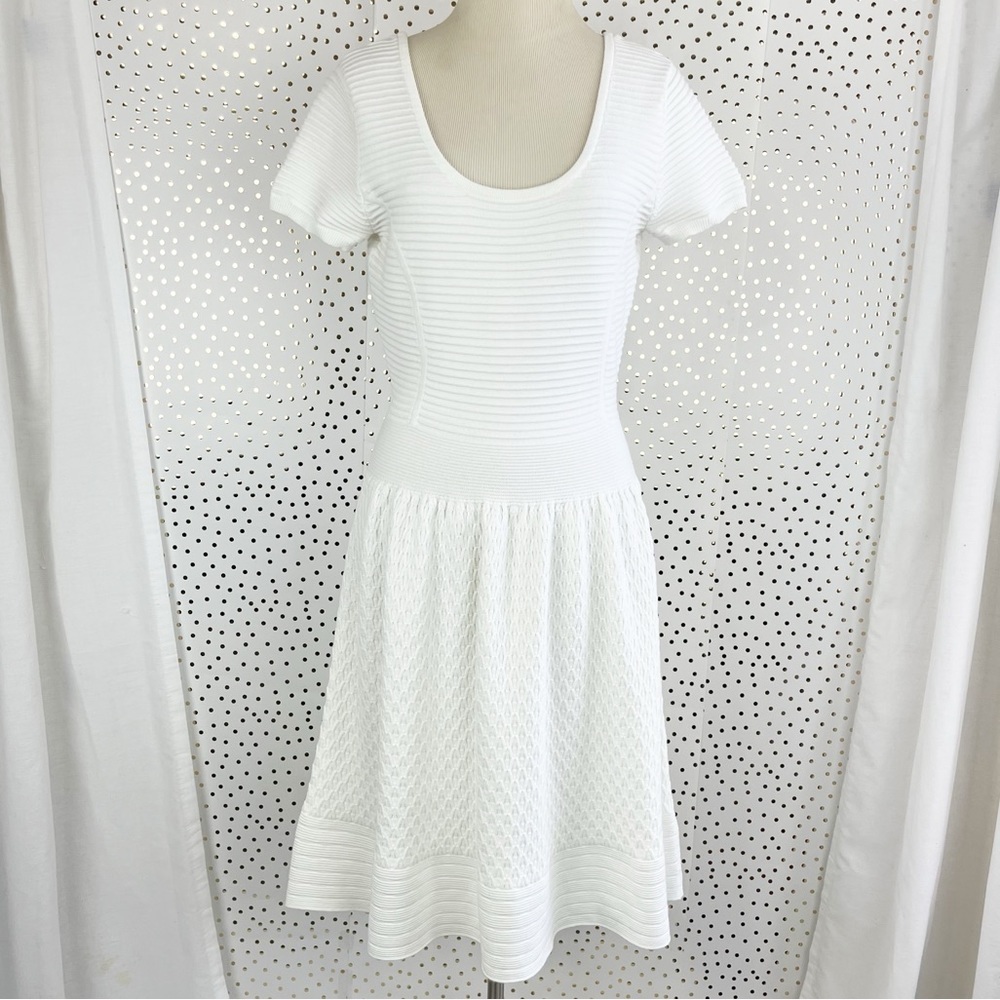 Sandro Textured Knit Short Sleeve Mini Dress